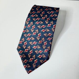 CHRISTIAN DIOR monsieur blue & red print silk tie